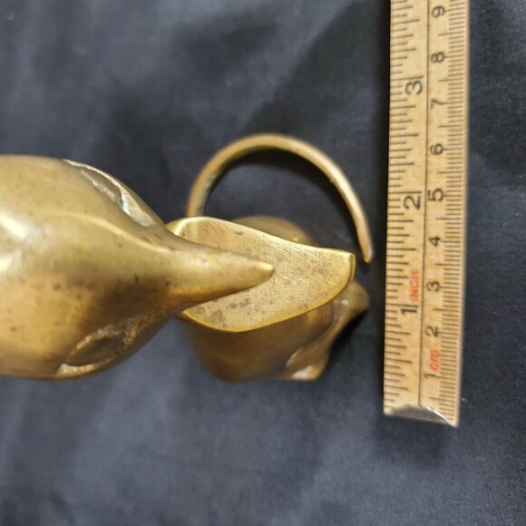 Whimsical Brass Mouse Vintage Solid Brass Animal Figurine Mid Century Retro Deco - Picture 7 of 16